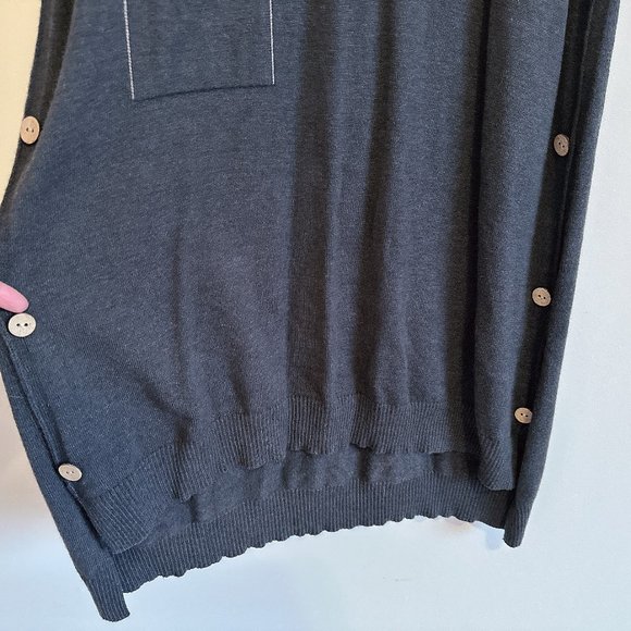 Dark Gray Sleeveless Sweater Dress with Hood - Picture 5 of 8